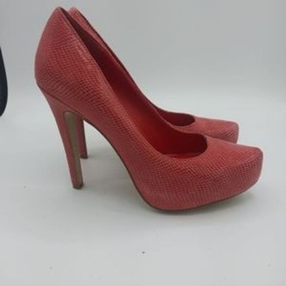 BCBGeneration Pink Leather Snakeskin Heels - Picture 2 of 5